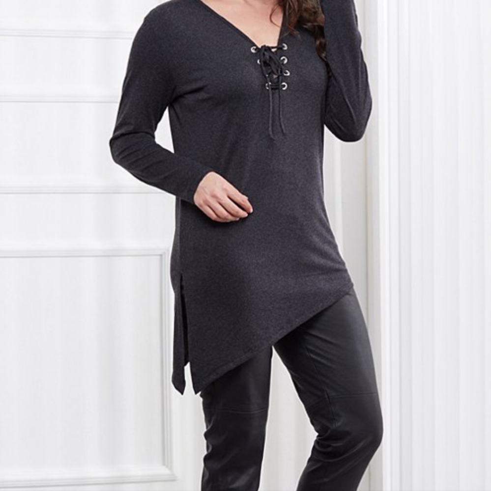 NWT Milan Kiss 1X  Anthracite Corset Tie top